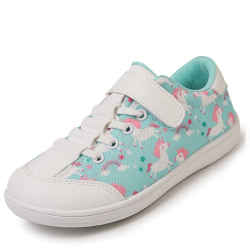 Barfußschuhe Kinder Junge Mädchen Breite mit Klettverschluss barfussschuhe Unisex Laufschuhe Freizeit Barefoot Shoes Outdoor Fitnessschuhe Leicht Schuhe Weich Sneaker von AMLCWZ