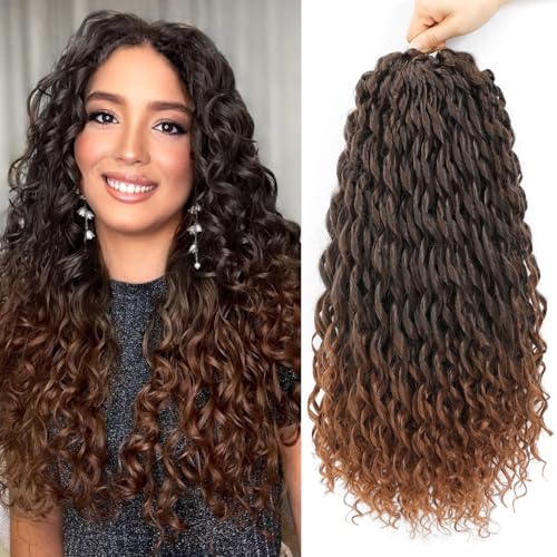 AMLUCKS 6 Packs 18 Inch Curly Crochet Hair Passion Twist Pre-looped Crochet Braids Hair Ocean Deep Wave Braiding Hair Long Water Wave Crochet Synthetic Hair Extensions for Women Girl (T4/30#, 18inch) von AMLUCKS