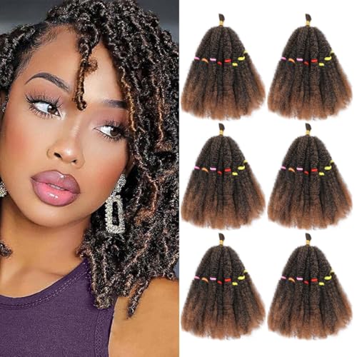 AMLUCKS Afro Kinky Hair Bulk Marley Twist Braiding Hair Pre-Separated Springy Braids for Cuban Twist Hair Faux Locs Crochet Synthetic Hair Extensions for Women (T30#, 14inch-6) von AMLUCKS