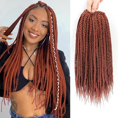 AMLUCKS Box Braids Crochet Hair 6 Packs Pre Looped Knotless Medium 3X Braids Goddess Box Braids Crochet Hair Extensions for Black Women Braiding Hair (350#, 14inch) von AMLUCKS