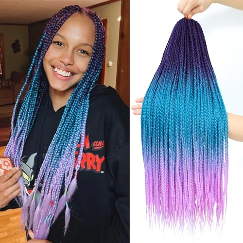 AMLUCKS Box Braids Crochet Hair 6 Packs Pre Looped Knotless Medium 3X Braids Goddess Box Braids Crochet Hair Extensions for Black Women Braiding Hair (C26#, 22inch) von AMLUCKS