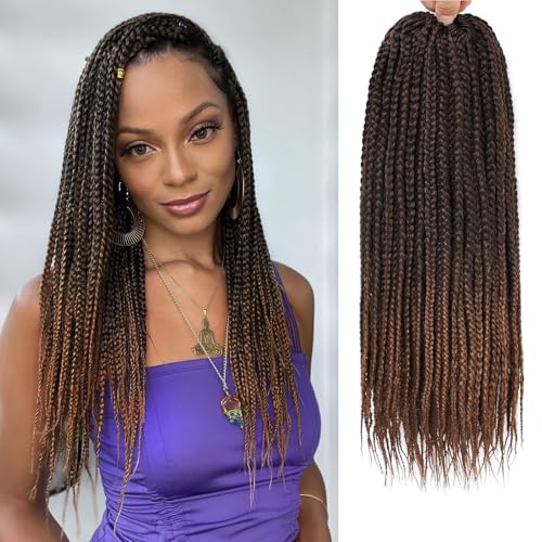 AMLUCKS Box Braids Crochet Hair 6 Packs Pre Looped Knotless Medium 3X Braids Goddess Box Braids Crochet Hair Extensions for Black Women Braiding Hair (T30#, 14inch) von AMLUCKS