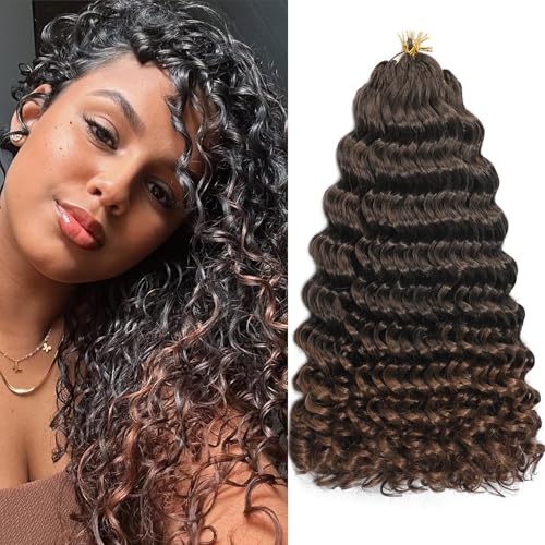 AMLUCKS Ocean Wave Crochet Hair 8 Packs Pre Looped Short GoGo Curl Crochet Hair Ombre Curly Deep Wavy Twist Braids Synthetic Braiding Hair Extensions for Women (T30#, 14inch) von AMLUCKS