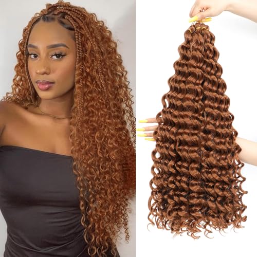 AMLUCKS Deep Wave Crochet Braids Hair Ocean Wave Braiding Hair for Black Women Girls Synthetic Water Wave Crochet Hair Extensions for Boho Braids (30#, 22inch-3) von AMLUCKS
