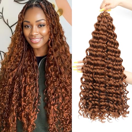 AMLUCKS Deep Wave Crochet Braids Hair Ocean Wave Braiding Hair for Black Women Girls Synthetic Water Wave Crochet Hair Extensions for Boho Braids (30#, 22inch-6) von AMLUCKS