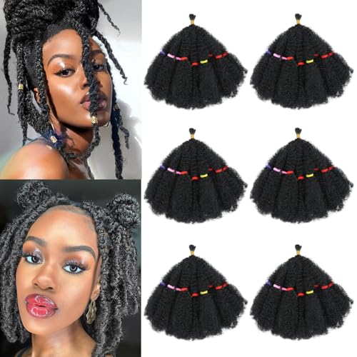 Springy Afro Kinky Curly Twist Crochet Hair Pre-Separated for Cuban Twist Hair Marley Braiding Hair Faux Locs Crochet Synthetic Hair Extensions for Women Girls (1B#, 10inch-6) von AMLUCKS
