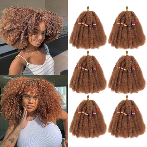 Springy Afro Kinky Curly Twist Crochet Hair Pre-Separated for Cuban Twist Hair Marley Braiding Hair Faux Locs Crochet Synthetic Hair Extensions for Women Girls (30#, 10inch-6) von AMLUCKS