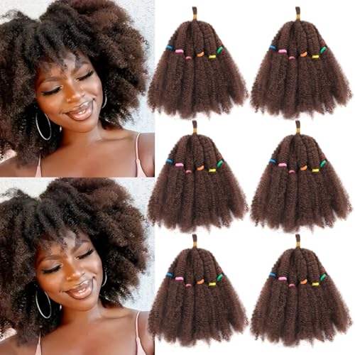 AMLUCKS Afro Kinky Hair 10 Inch 6 Packs Marley Twist Braiding Hair Pre-Separated Bulk Springy Braids for Cuban Twist Hair Faux Locs Crochet Synthetic Hair Extensions for Women (33#, 10inch-6) von AMLUCKS