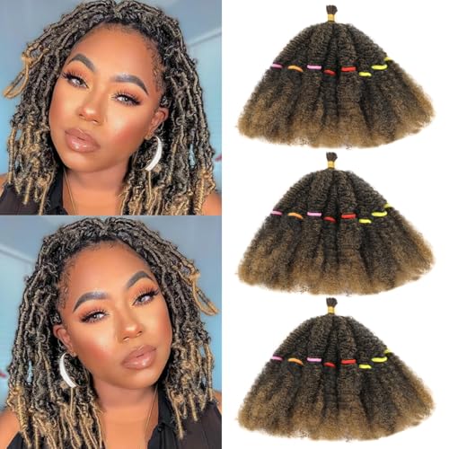AMLUCKS Afro Kinky Hair Marley Twist Braiding Hair Pre-Separated Bulk Springy Braids for Cuban Twist Hair Faux Locs Crochet Synthetic Hair Extensions for Women (T27#, 10inch 3pcs) von AMLUCKS