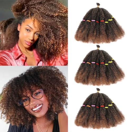 AMLUCKS Afro Kinky Hair 10 Inch 3 Packs Marley Twist Braiding Hair Pre-Separated Bulk Springy Braids for Cuban Twist Hair Faux Locs Crochet Synthetic Hair Extensions for Women (T30#, 10inch 3pcs) von AMLUCKS