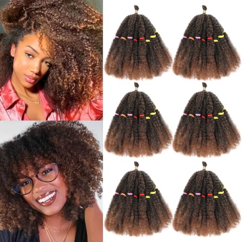 AMLUCKS Afro Kinky Hair 10 Inch 6 Packs Marley Twist Braiding Hair Pre-Separated Bulk Springy Braids for Cuban Twist Hair Faux Locs Crochet Synthetic Hair Extensions for Women (T30#, 10inch-6) von AMLUCKS