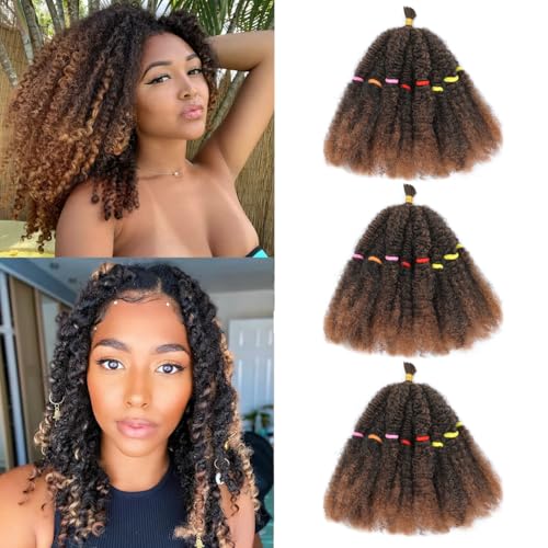 AMLUCKS Afro Kinky Bluk Twist Crochet Hair Pre-Separated for Springy Cuban Twist Hair Marley Braiding Hair Faux Locs Crochet Synthetic Hair Extensions for Women Girls (T30#, 14inch) von AMLUCKS