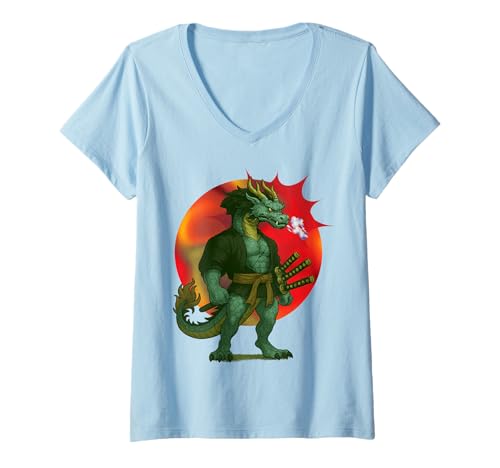 Damen Zoro Drache – Samurai Anime Lustig Manga Krieger Pirat T-Shirt mit V-Ausschnitt Damen Zoro Drache – Samurai Anime Lustig Manga Krieger Pirat T-Shirt mit V-Ausschnitt von AMM - Anime Manga Manhwa