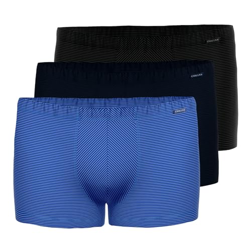 Ammann 3er Pack Herren Unterwäsche Unterhose Boxer Retro Short, Farbe:Mehrfarbig, Größe:6, Artikel:-16/90/463 Nightblue/schwarz/Saphir von Ammann