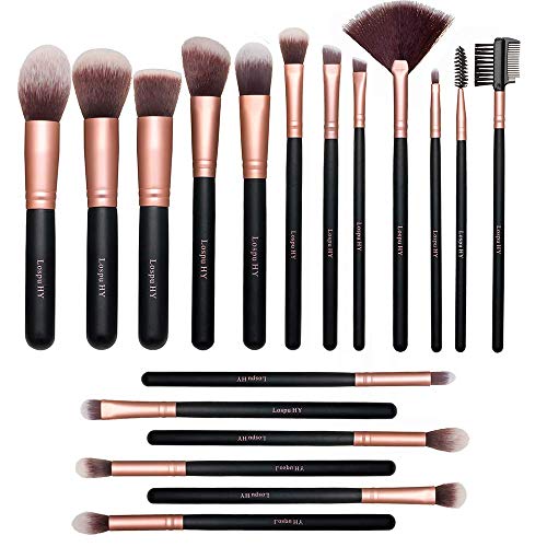 Pinselset Makeup AMMIY 18 Stück Professionelle Pinsel Set Rosa Gold Gesicht Make Up Pudercreme Puder Foundation Lidschatten Concealer Eyeshadow Schmink Pinsel von AMMIY