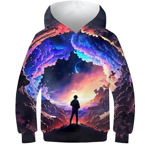AMNOOL Das Universum Paint Hoody Sweatshirts Mode Kapuzenpullover Kinder Lässige Kapuzenpullover für Jungen Mantel 12–14 Jahre von AMNOOL