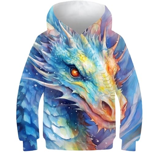 AMNOOL Drachen Aquarell 3D Gedruckt Hoodie Kinder Herbst Winter Casual Pullover Jungen Mädchen Trainingsanzug Mode Sweatshirts Jungen Kleidung Hoodies 7-9Y von AMNOOL