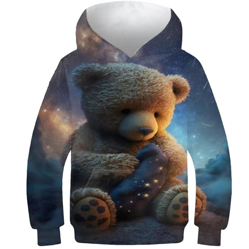 AMNOOL Teddybär-Stil Hoodie Jungen Mädchen Pullover Hoodies Fleece Kapuzenpullover mit Taschen Kapuzenpullover Langarm 11–13 Jahre von AMNOOL