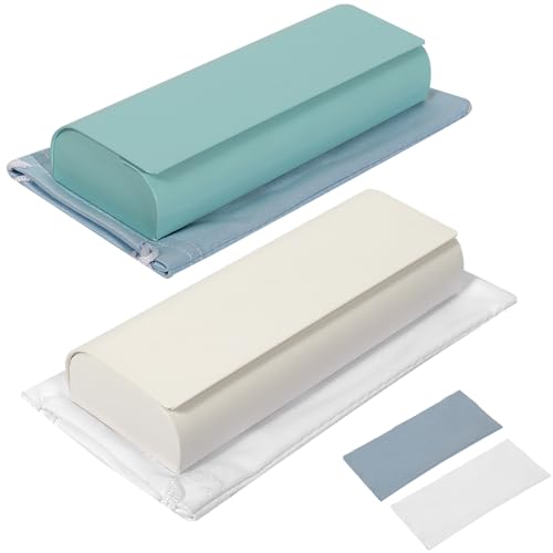 AMOJA Brillenetui Hardcase Groß 15 * 6cm, Sonnenbrillen Etui mit mikrofasertücher und Brillenbeutel, Tragbare Leder Brillenetui für Damen und Herren(Grün+Weiß) von AMOJA