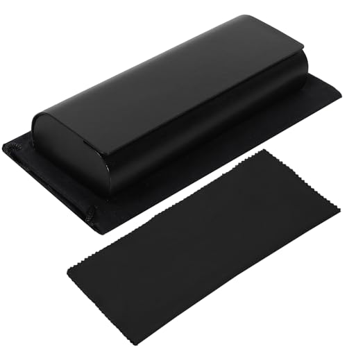 AMOJA Brillenetui Hardcase Groß 15 * 6cm, Sonnenbrillen Etui mit mikrofasertücher und Brillenbeutel, Tragbare Leder Brillenetui für Damen und Herren (Schwarz) von AMOJA