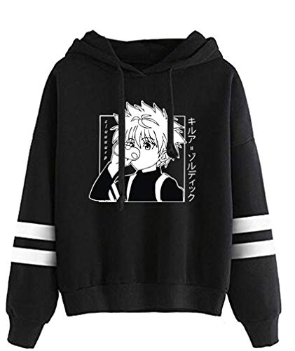 AMOMA Anime Hunter x Hunter Sport Kapuzenpullover Unisex Langarm Gon Killua Hisoka Cosplay Hoodie(3XL,KilluaDrink-Black) von AMOMA