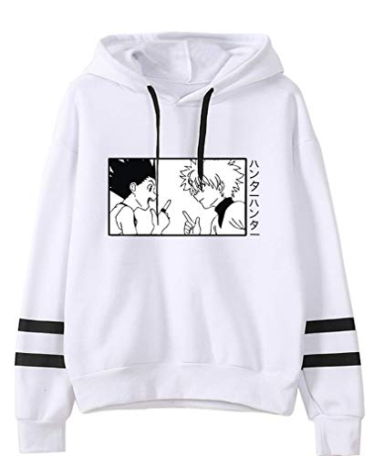 AMOMA Anime Hunter x Hunter Sport Kapuzenpullover Unisex Langarm Gon Killua Hisoka Cosplay Hoodie(L,GonKillua-White) von AMOMA