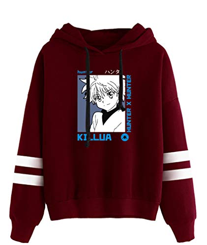AMOMA Anime Hunter x Hunter Sport Kapuzenpullover Unisex Langarm Gon Killua Hisoka Cosplay Hoodie(M,BlueKillua-DarkRed) von AMOMA