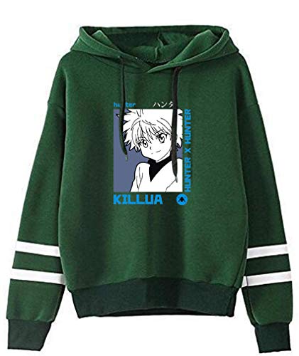 AMOMA Anime Hunter x Hunter Sport Kapuzenpullover Unisex Langarm Gon Killua Hisoka Cosplay Hoodie(M,BlueKillua-DeepGreen) von AMOMA