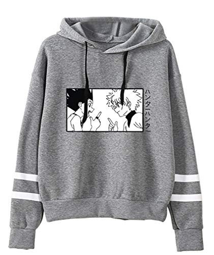 AMOMA Anime Hunter x Hunter Sport Kapuzenpullover Unisex Langarm Gon Killua Hisoka Cosplay Hoodie(M,GonKillua-Grey) von AMOMA