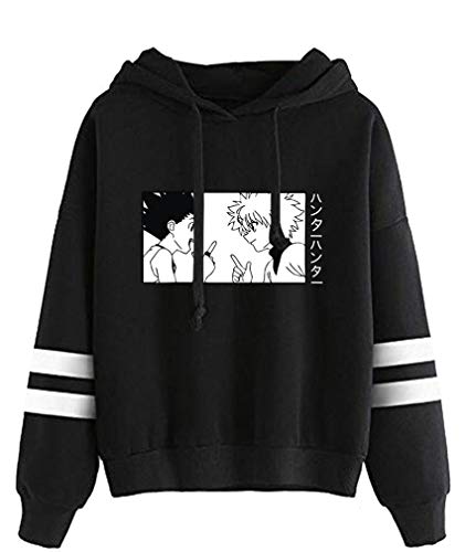 AMOMA Anime Hunter x Hunter Sport Kapuzenpullover Unisex Langarm Gon Killua Hisoka Cosplay Hoodie(S,GonKillua-Black) von AMOMA