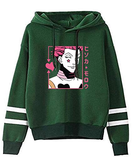 AMOMA Anime Hunter x Hunter Sport Kapuzenpullover Unisex Langarm Gon Killua Hisoka Cosplay Hoodie(XL,Hisoka-DeepGreen) von AMOMA