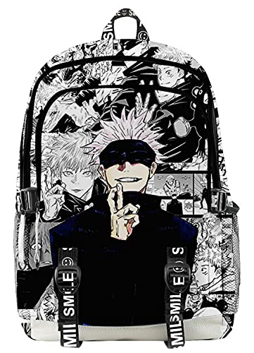 AMOMA Anime Jujutsu Kaisen Printed Unisex Daypacks Cosplay Gojo Sukuna 3D Digitaldruck Leicht Freizeit Mehrzweck Canvas Rucksack(One Size,ComicsBlue) von AMOMA