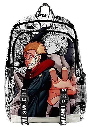 AMOMA Anime Printed Unisex Daypacks Cosplay Sukuna 3D Digitaldruck Leicht Freizeit Mehrzweck Canvas Rucksack(One Size,ComicsRed) von AMOMA