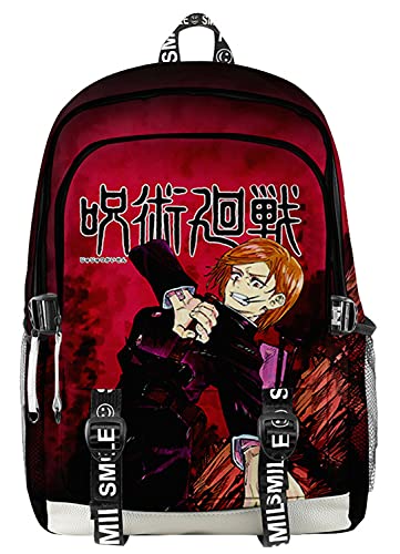 AMOMA Anime Printed Unisex Daypacks Cosplay Sukuna 3D Digitaldruck Leicht Freizeit Mehrzweck Canvas Rucksack(One Size,RedNobara) von AMOMA