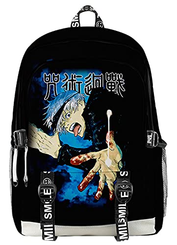 AMOMA Anime Jujutsu Kaisen Printed Unisex Daypacks Cosplay Gojo Sukuna 3D Digitaldruck Leicht Freizeit Mehrzweck Canvas Rucksack(One Size,ShinyBlue) von AMOMA