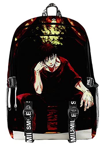 AMOMA Anime Jujutsu Kaisen Printed Unisex Daypacks Cosplay Gojo Sukuna 3D Digitaldruck Leicht Freizeit Mehrzweck Canvas Rucksack(One Size,SitRed) von AMOMA