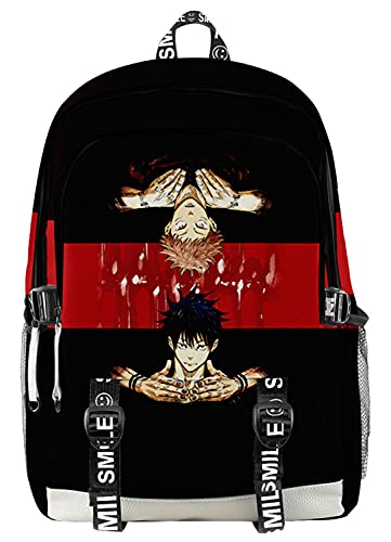 AMOMA Anime Printed Unisex Daypacks Cosplay Sukuna 3D Digitaldruck Leicht Freizeit Mehrzweck Canvas Rucksack(One Size,TwoBlack) von AMOMA