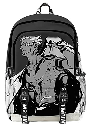 AMOMA Anime Jujutsu Kaisen Printed Unisex Daypacks Cosplay Gojo Sukuna 3D Digitaldruck Leicht Freizeit Mehrzweck Canvas Rucksack(One Size,WhiteGrey) von AMOMA