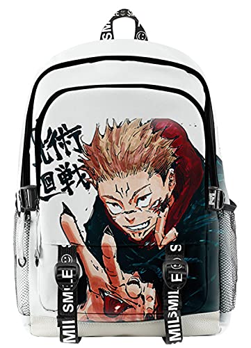 AMOMA Anime Jujutsu Kaisen Printed Unisex Daypacks Cosplay Gojo Sukuna 3D Digitaldruck Leicht Freizeit Mehrzweck Canvas Rucksack(One Size,WhiteSukuna) von AMOMA