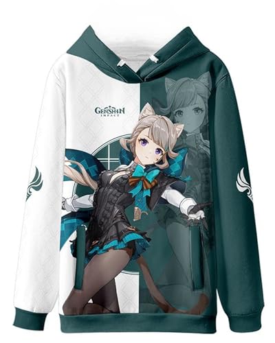 AMOMA Cosplay Anime Spiel Genshin Impact 3D Digital Hoodie Freizeit Lange Ärmel Unisex Kapuzenpullover Sweatshirt(L,Lynette-GW) von AMOMA