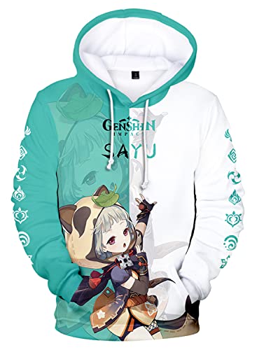 AMOMA Cosplay Anime Spiel 3D Digital Hoodie Freizeit Lange Ärmel Unisex Kapuzenpullover Sweatshirt(L,Sayu-GW) von AMOMA