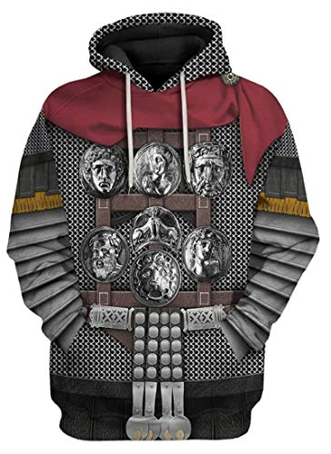 AMOMA Cosplay Mittelalterlicher Knights Templar Unisex Hoodie Historische Figuren Uniform Kapuzenpullover Kostüm(L,UniformBlackRed) von AMOMA