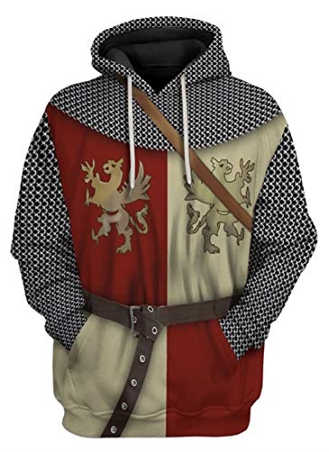 AMOMA Cosplay Mittelalterlicher Knights Templar Unisex Hoodie Historische Figuren Uniform Kapuzenpullover Kostüm(XL,KnightSquare) von AMOMA