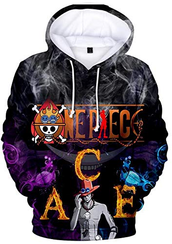 AMOMA Luffy Chopper Anime One Piece Hoodie Kapuzenpullover Sweatshirt für Herren und Damen(L,ACEBlack) von AMOMA