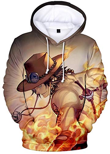 AMOMA Luffy Chopper Anime One Piece Hoodie Kapuzenpullover Sweatshirt für Herren und Damen(L,ACEFire) von AMOMA