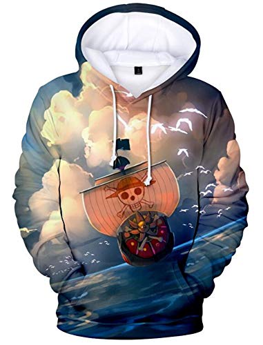 AMOMA Luffy Chopper Anime One Piece Hoodie Kapuzenpullover Sweatshirt für Herren und Damen(L,Boat) von AMOMA