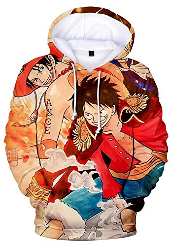 AMOMA Luffy Chopper Anime One Piece Hoodie Kapuzenpullover Sweatshirt für Herren und Damen(L,LuffyACE) von AMOMA