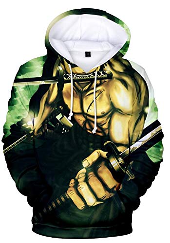 AMOMA Luffy Chopper Anime One Piece Hoodie Kapuzenpullover Sweatshirt für Herren und Damen(L,RoronoaZoro) von AMOMA