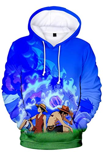 AMOMA Luffy Chopper Anime One Piece Hoodie Kapuzenpullover Sweatshirt für Herren und Damen(L,SitBlue) von AMOMA