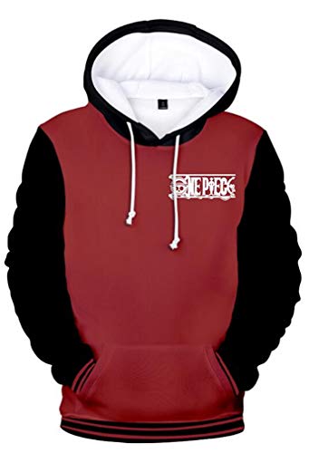 AMOMA Luffy Chopper Anime One Piece Hoodie Kapuzenpullover Sweatshirt für Herren und Damen(L,Uniform-DarkRed) von AMOMA